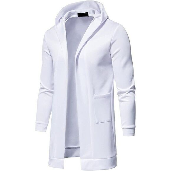 Other - White Large Men's Cardigan Hooded Lightweight Long Sleeves
